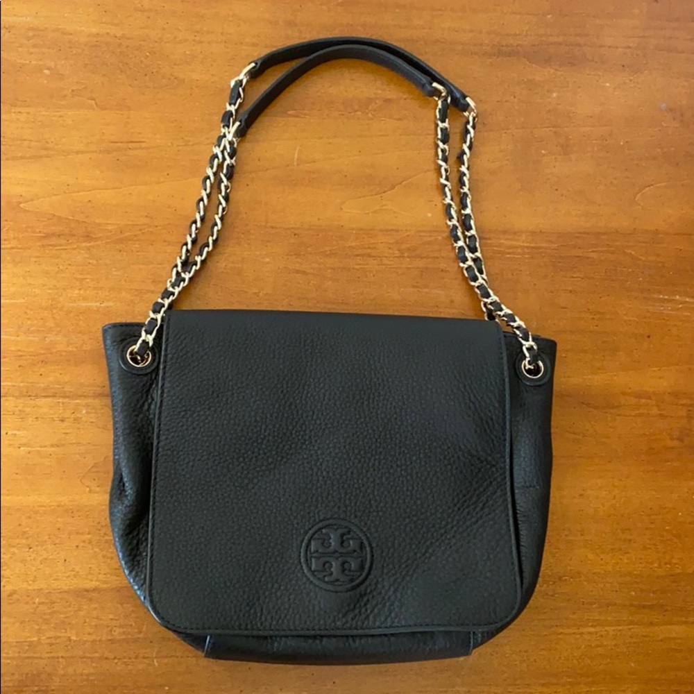 Tory Burch Bombe Pebbled Leather Flap Shoulder Bag